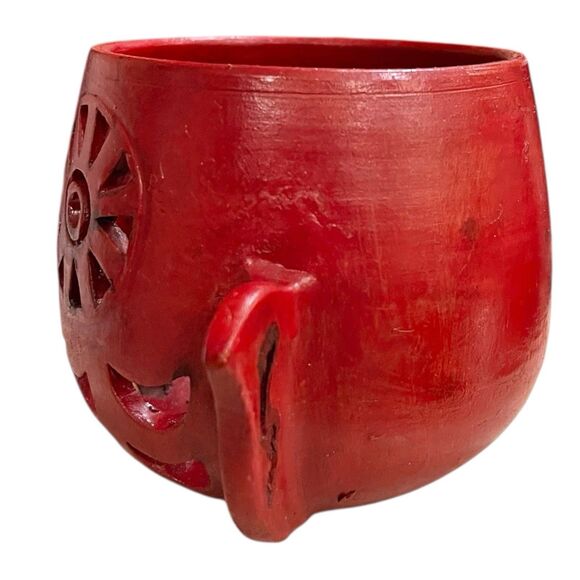 Charming Vtg. Terracotta Red Owl Tea Light Candle Holder – Handcrafted in Nepal - Picture 5 of 10